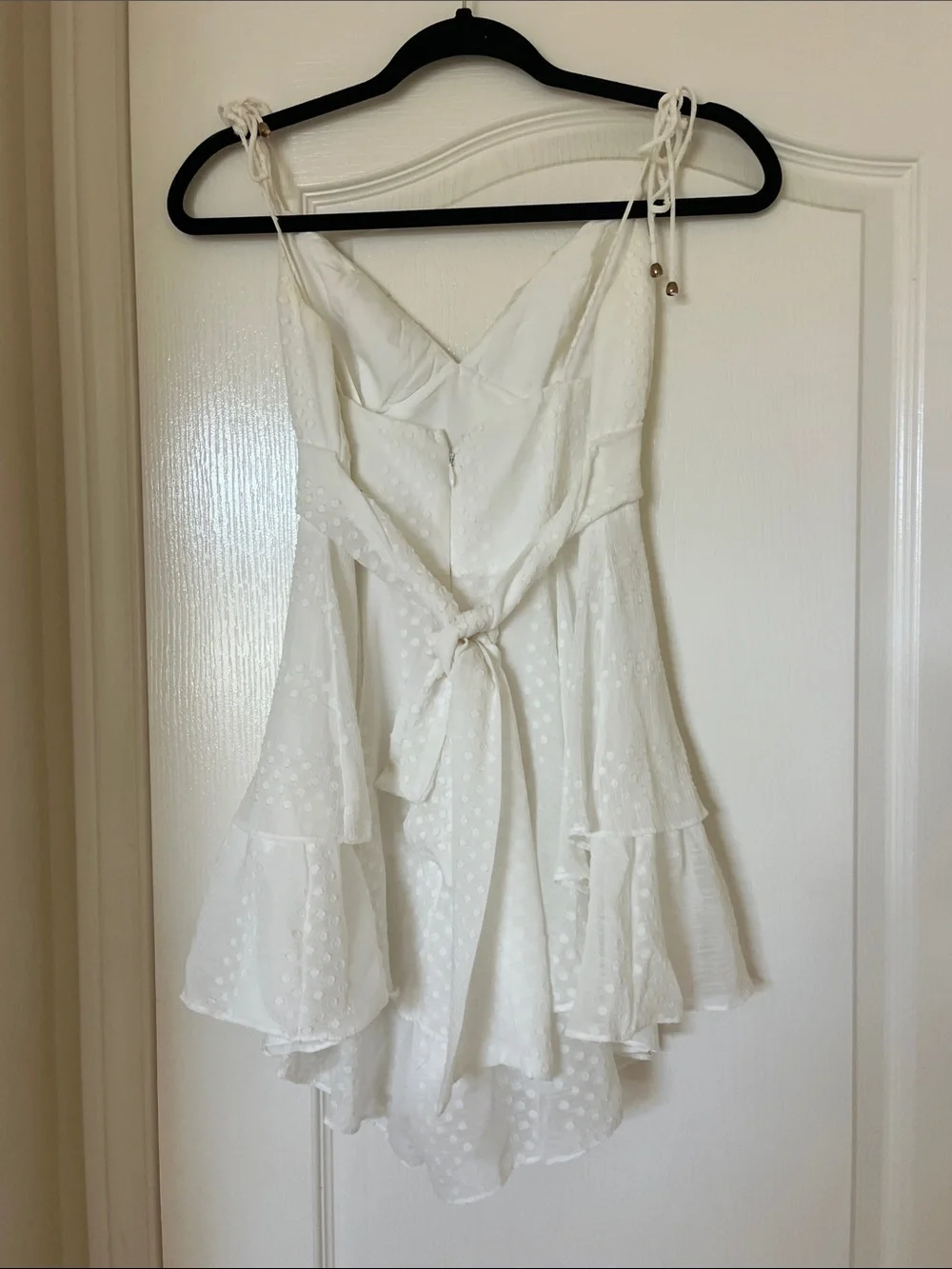 White Ruffled Tiered Chemise Dress